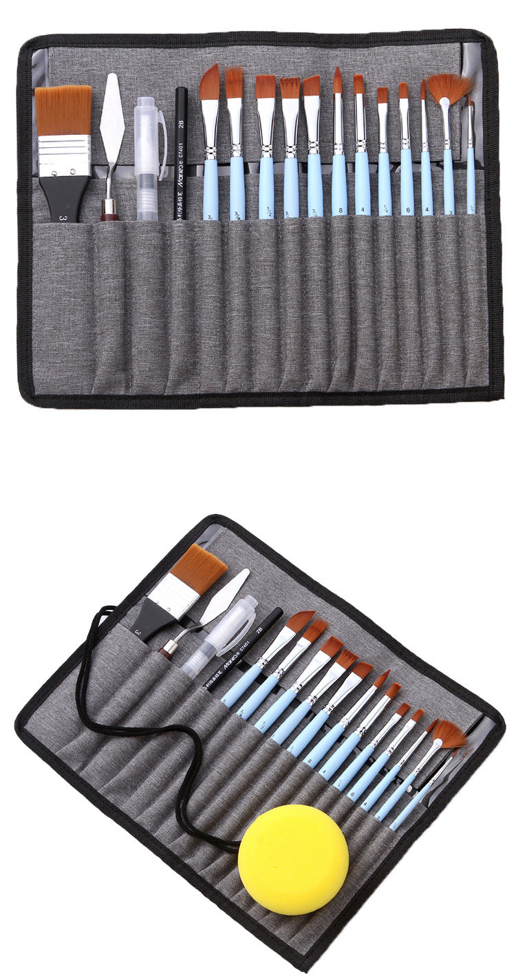 Light blue 18-Piece Multi-Purpose Nylon Hair Watercolor Brush Set – Professional Painting Tools for Artists