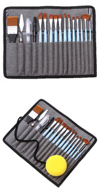 Light blue 18-Piece Multi-Purpose Nylon Hair Watercolor Brush Set – Professional Painting Tools for Artists