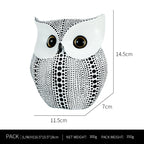 White resin owl statue - modern perforated design for living room TV cabinet and entryway decoration