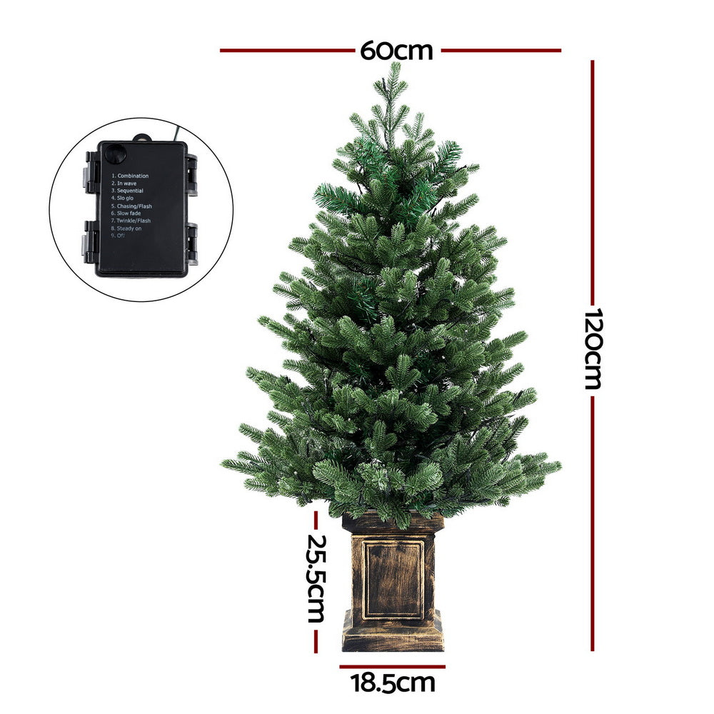 Jingle Jollys Christmas Tree 1.2M LED Potted Xmas Tree Party Decor 8 Light Modes