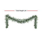 Jingle Jollys 3M Christmas Garland Pre-lit LED Lights Snow Frosted Tips Decor