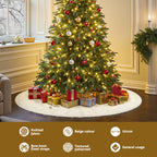 Jingle Jollys Christmas Tree Skirt 120cm Knitted Xmas Tree Ornaments Decor Beige