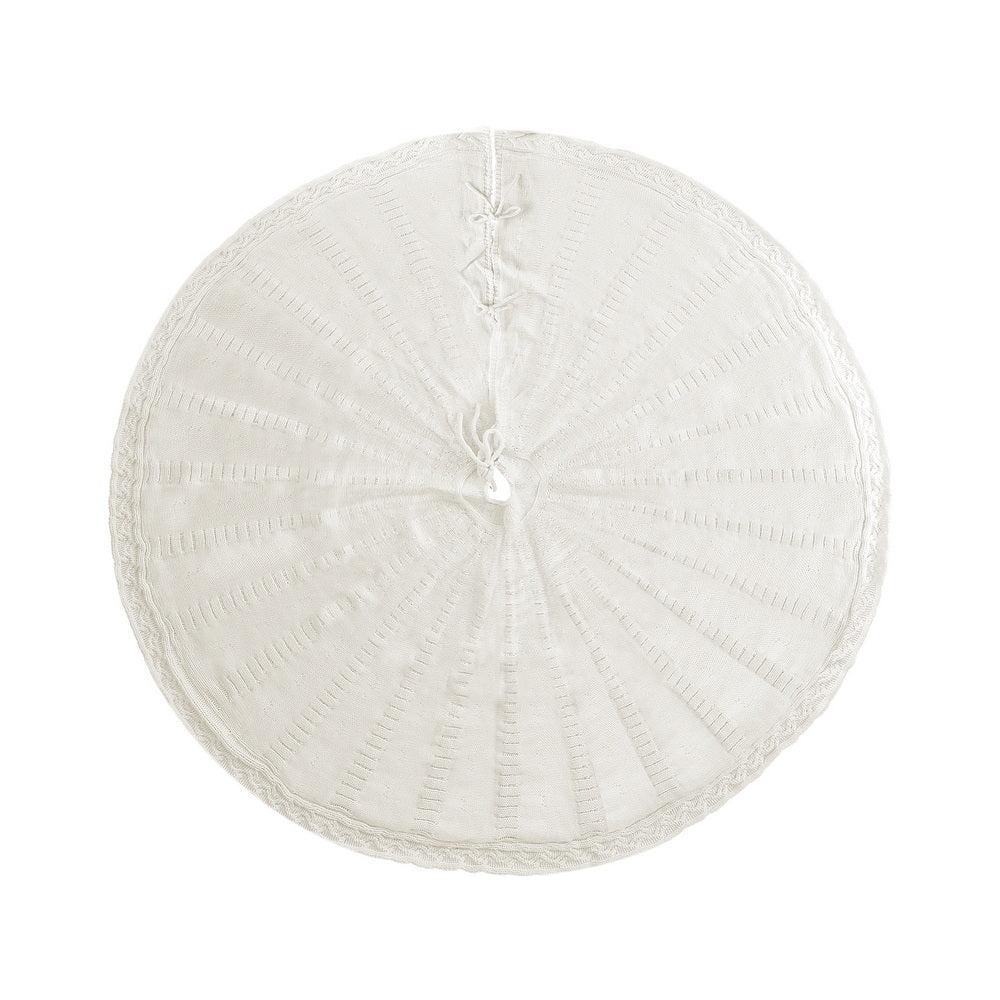 Jingle Jollys Christmas Tree Skirt 90cm Knitted Fabric Xmas Ornament Decor Beige