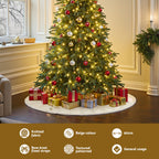 Jingle Jollys Christmas Tree Skirt 90cm Knitted Fabric Xmas Ornament Decor Beige