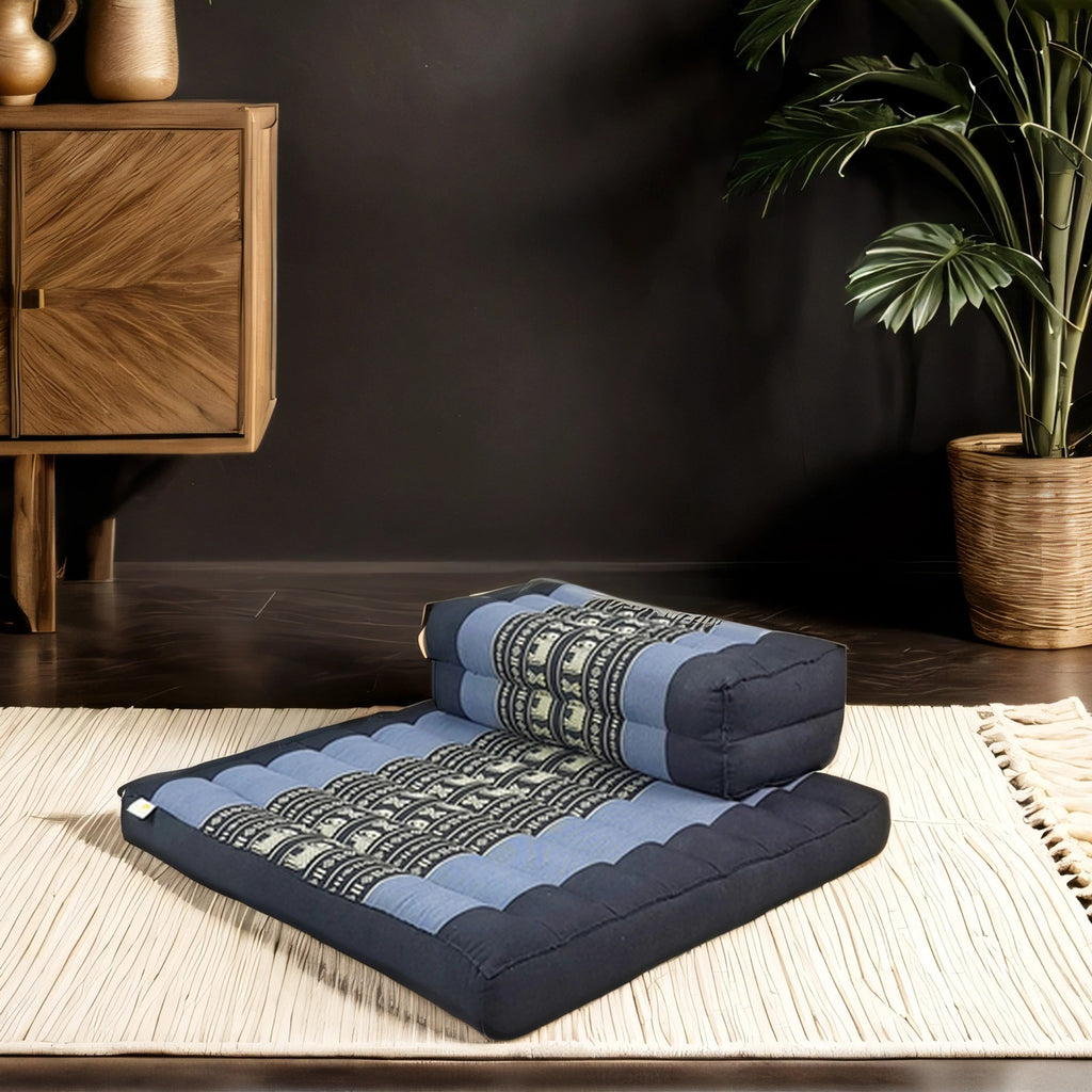 Meditation Cushion + Seating Block Set Blue Elephant