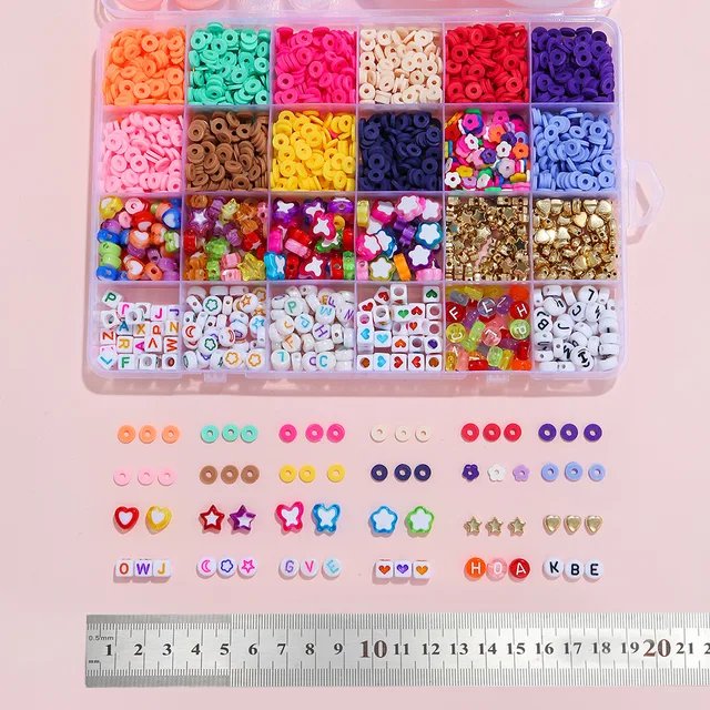 12 Colors 4000pcs DIY Ceramic Loose Bead Set 6mm Flat Round Polymer Clay Beads Jewelry Making Kit TheliCraft