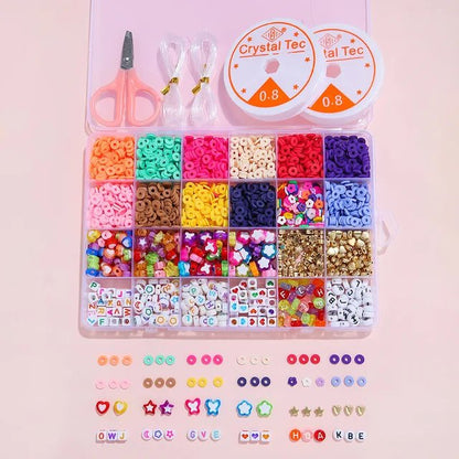 12 Colors 4000pcs DIY Ceramic Loose Bead Set 6mm Flat Round Polymer Clay Beads Jewelry Making Kit TheliCraft