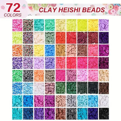 10800pcs Clay Beads for Bracelet Making Kit 72 Colors Spacer Heishi Beads JewelryMaking Kit TheliCraft