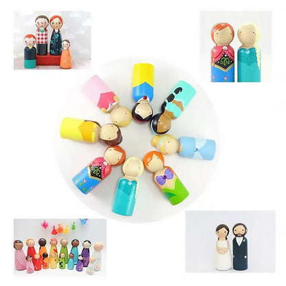 50Pcs Unfinished Wood Dolls Pack for Kids Toys Wooden Peg Arts Craft TheliCraft