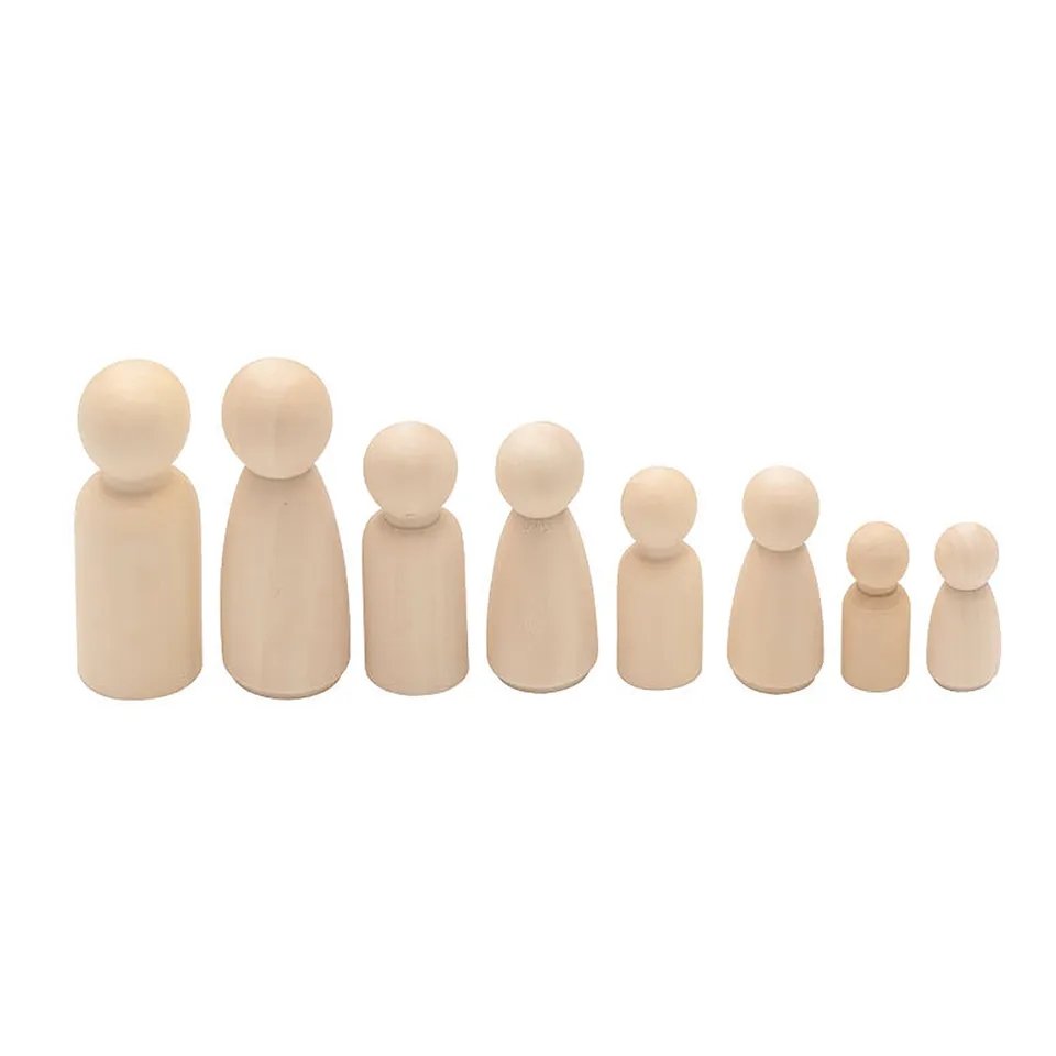 50Pcs Unfinished Wood Dolls Pack for Kids Toys Wooden Peg Arts Craft TheliCraft