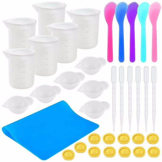 36PCS DIY Silicone Mixing Measuring Cups UV Resin Mold DIY Casting Jewelry Tool TheliCraft