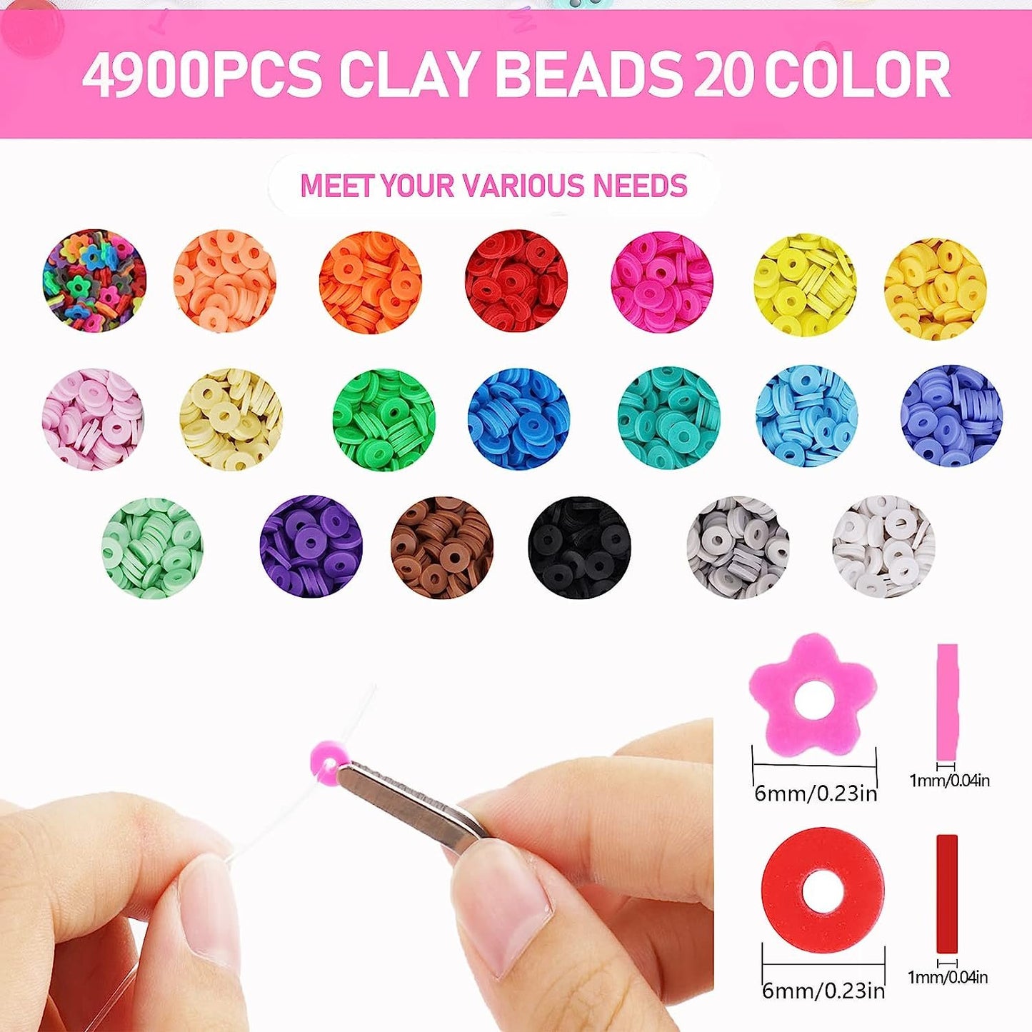 20 Colours 5300pcs Clay Beads Bracelet Making Kit Smiley Face Jewellery Making Kit TheliCraft