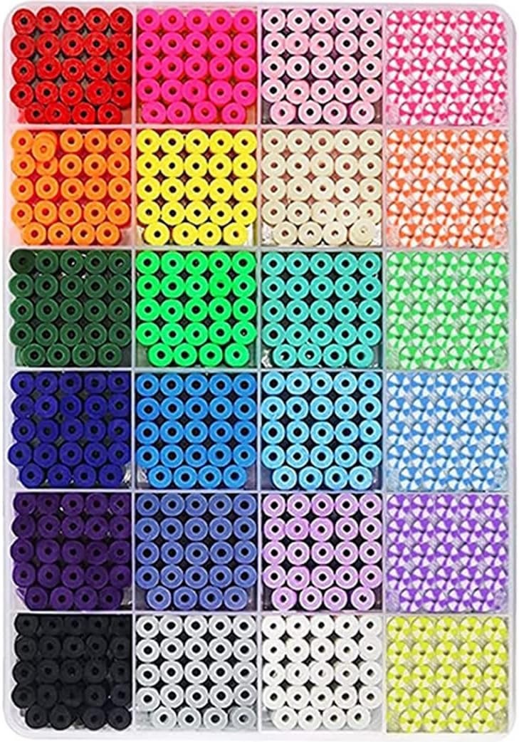 6000pcs 24 Colors Polymer Clay Round Disc Spacer Heishi Beads Jewelry Making Kit TheliCraft