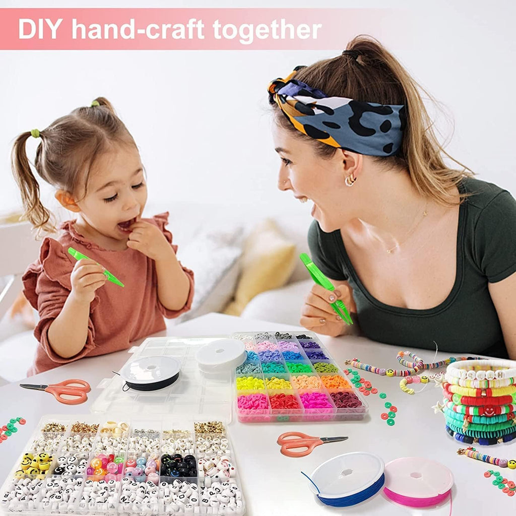 7200pcs Polymer Clay Beads Set 24 Colors Clay Round Disc Spacer Heishi Beads Jewelry Making Kit TheliCraft