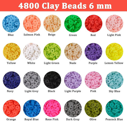 6000pcs Polymer Clay Beads Set 24 Colors Clay Round Disc Spacer Heishi Beads Jewelry Making Kit TheliCraft