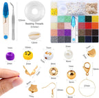 2mm 24000pcs 24 Colourful Mini Glass Beads with 300 Letters Smiley Beads Bracelets Kit TheliCraft