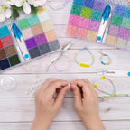 2mm 24000pcs 24 Colourful Mini Glass Beads with 300 Letters Smiley Beads Bracelets Kit TheliCraft