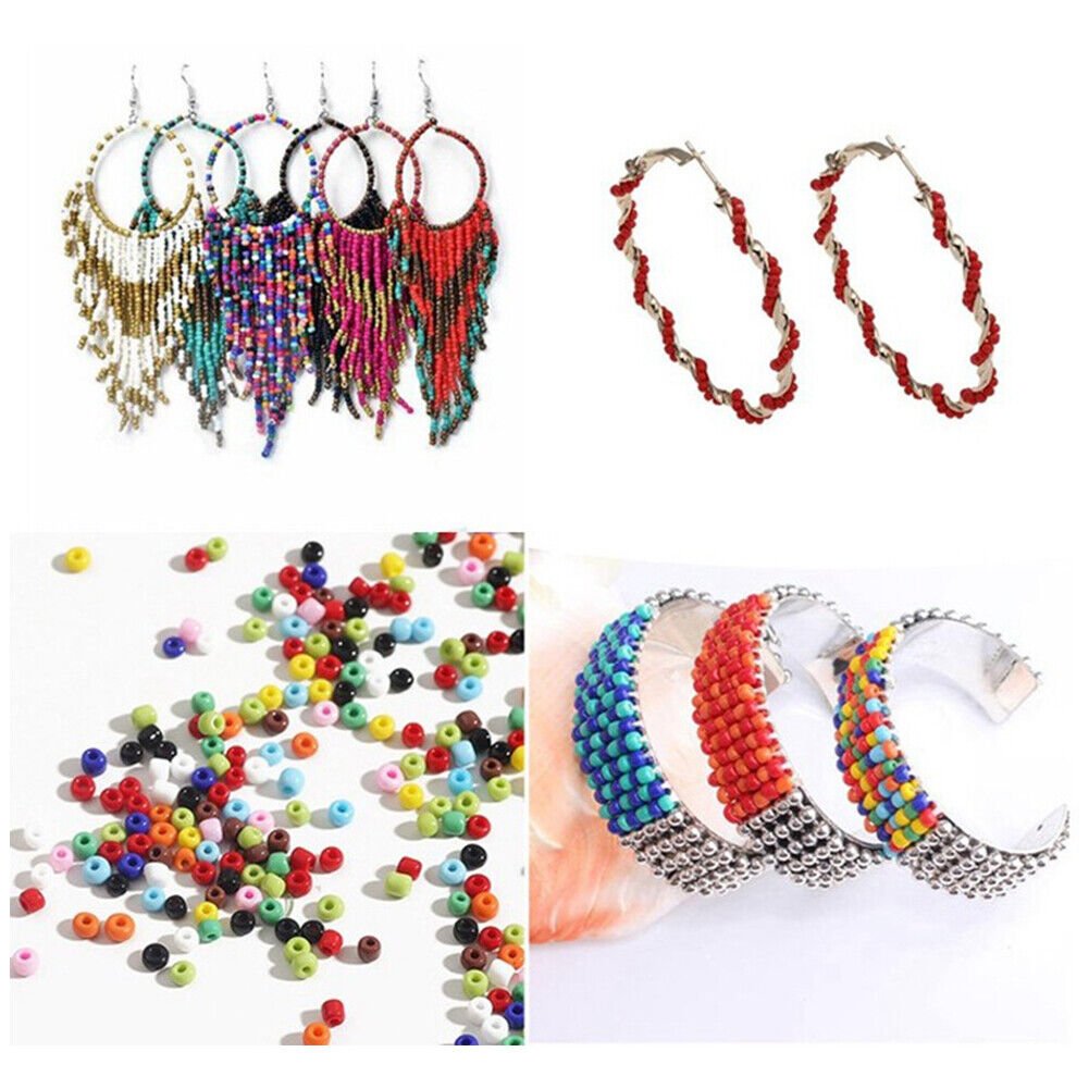 24000Pcs 3mm Glass Seed Beads 24 Colours Loose Beads Kit Bracelet Beads DIY Art TheliCraft