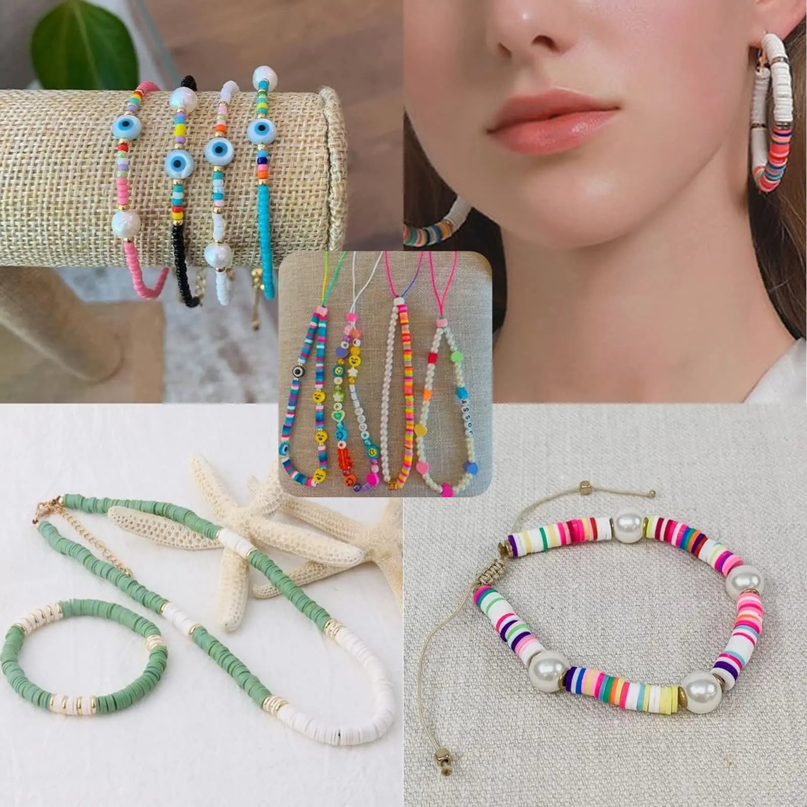 10000pcs 6mm Clay Beads for Bracelet Making Kit 40 Colors Flat Round Polymer Clay Heishi Beads Jewelry Making Kit TheliCraft