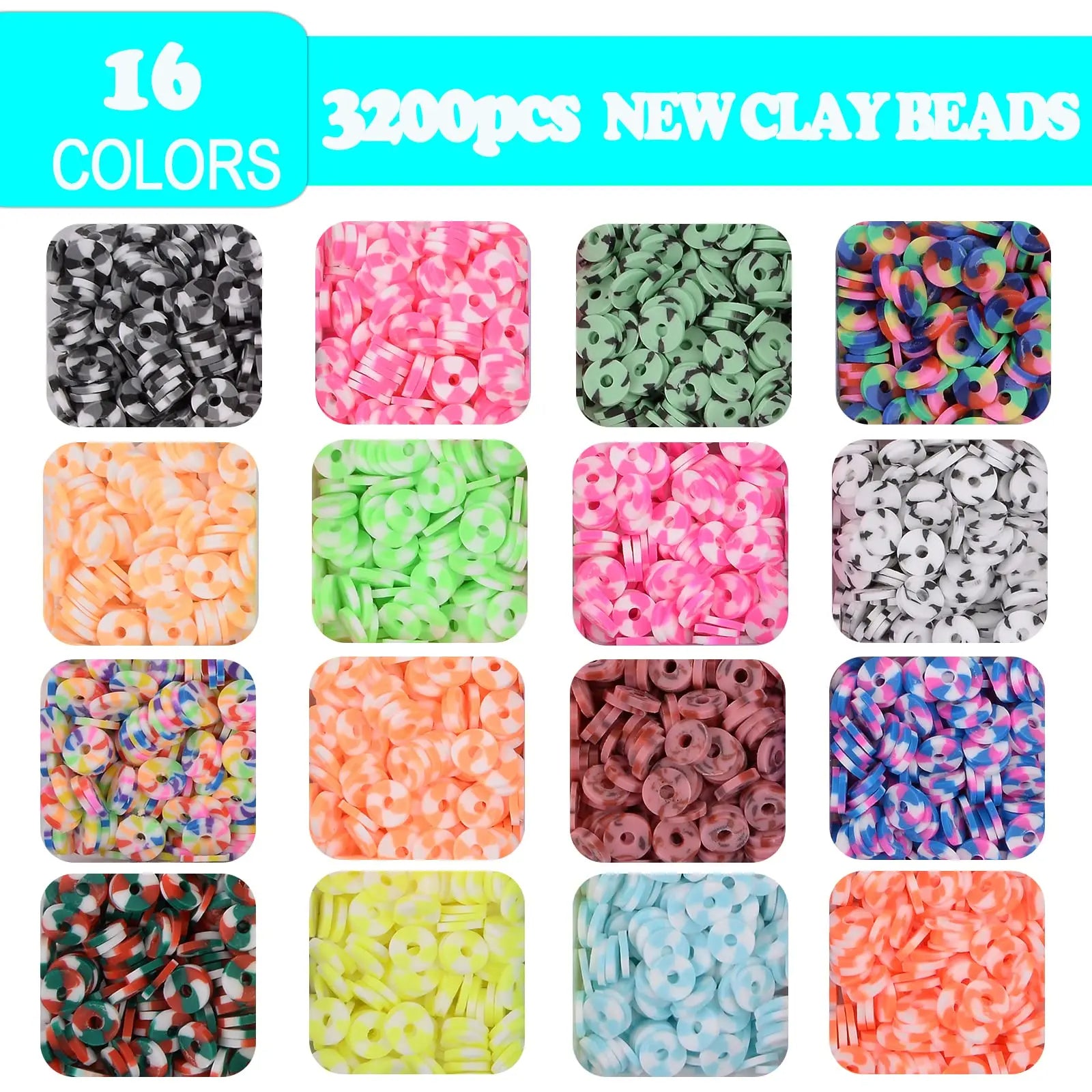 10000pcs 6mm Clay Beads for Bracelet Making Kit 40 Colors Flat Round Polymer Clay Heishi Beads Jewelry Making Kit TheliCraft