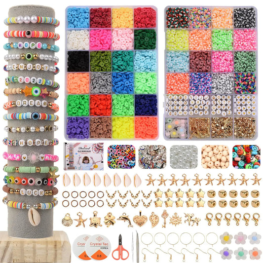 10000pcs 6mm Clay Beads for Bracelet Making Kit 40 Colors Flat Round Polymer Clay Heishi Beads Jewelry Making Kit TheliCraft