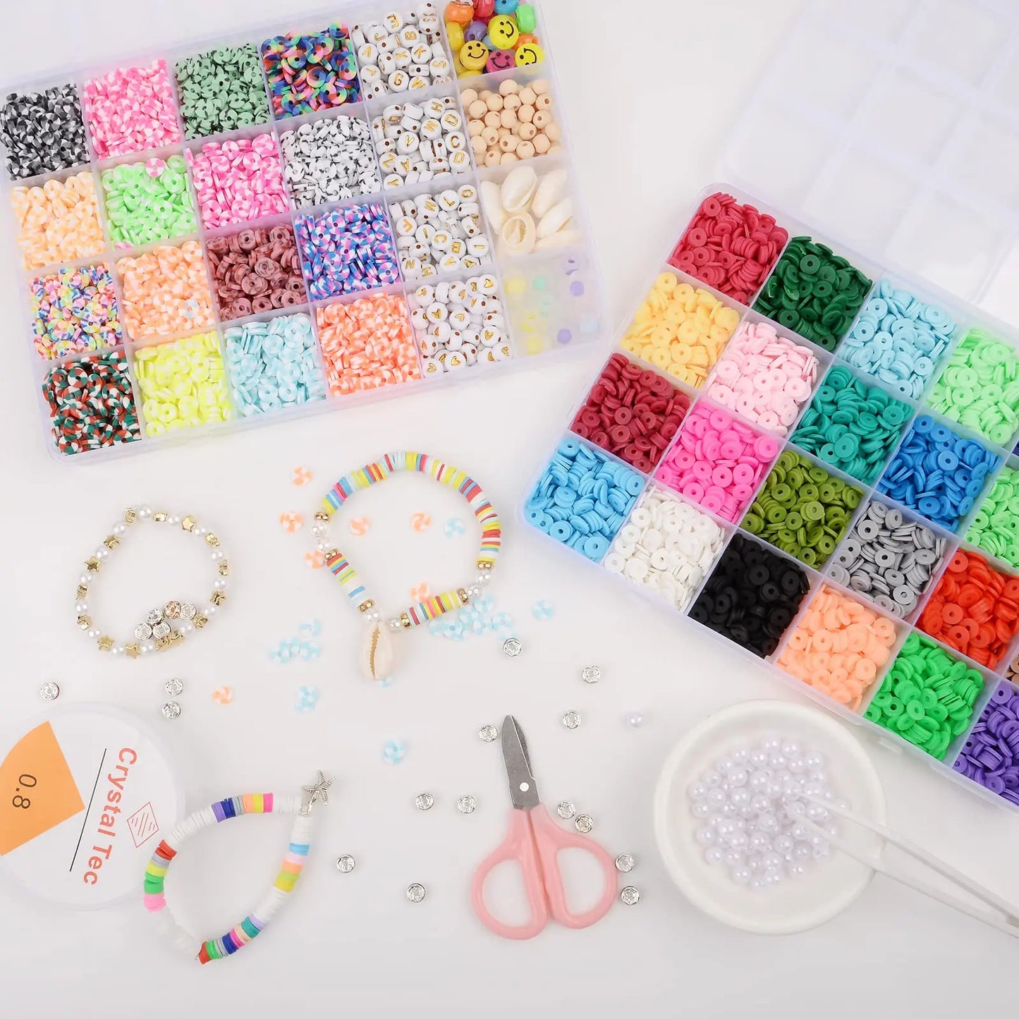 10000pcs 6mm Clay Beads for Bracelet Making Kit 40 Colors Flat Round Polymer Clay Heishi Beads Jewelry Making Kit TheliCraft