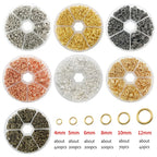 1010pcs 4mm 5mm 6mm 8mm 10mm 12mm Jump Ring Kit for DIY Earring Bracelet Necklace TheliCraft