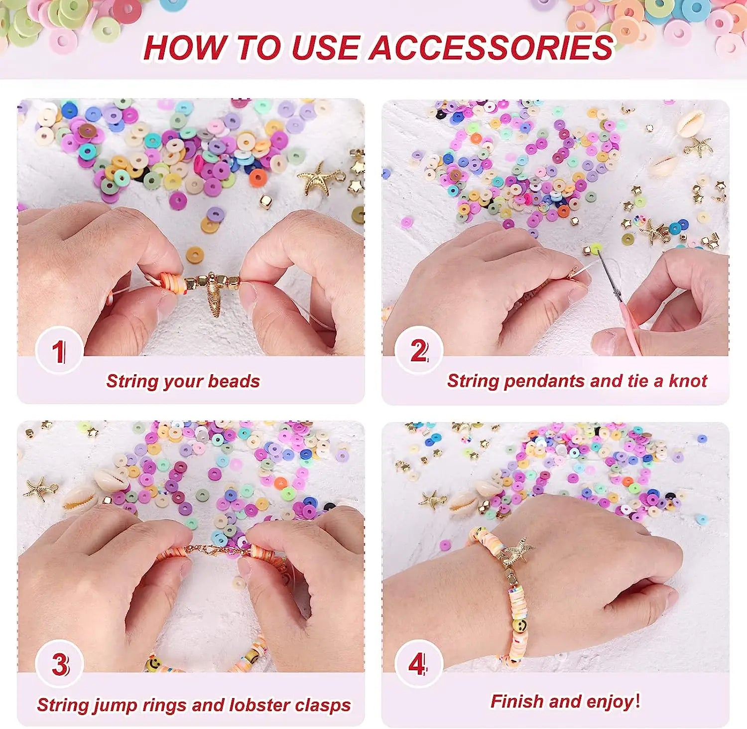 10800pcs Clay Beads for Bracelet Making Kit 108 Colors Polymer Heishi Beads TheliCraft