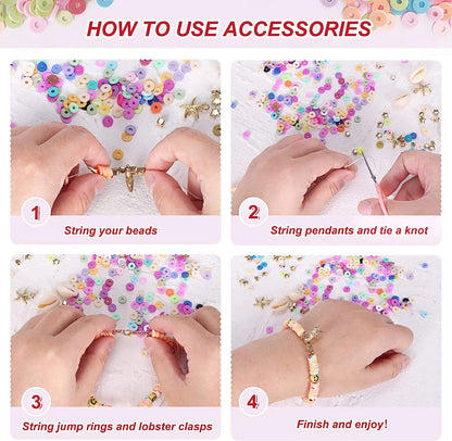10800pcs Clay Beads for Bracelet Making Kit 108 Colors Polymer Heishi Beads TheliCraft