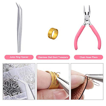 1128 PCS Earring Making Kit with 125pcs Earring Hooks, 1000pcs Jump Rings and Jewelry Pliers TheliCraft