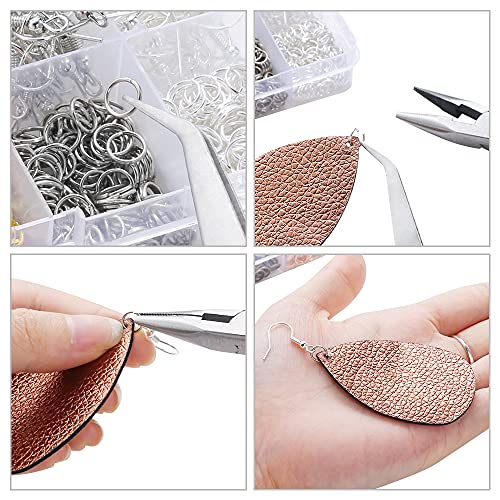 1128 PCS Earring Making Kit with 125pcs Earring Hooks, 1000pcs Jump Rings and Jewelry Pliers TheliCraft