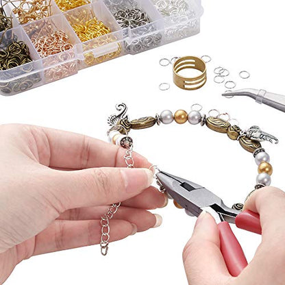 1128 PCS Earring Making Kit with 125pcs Earring Hooks, 1000pcs Jump Rings and Jewelry Pliers TheliCraft