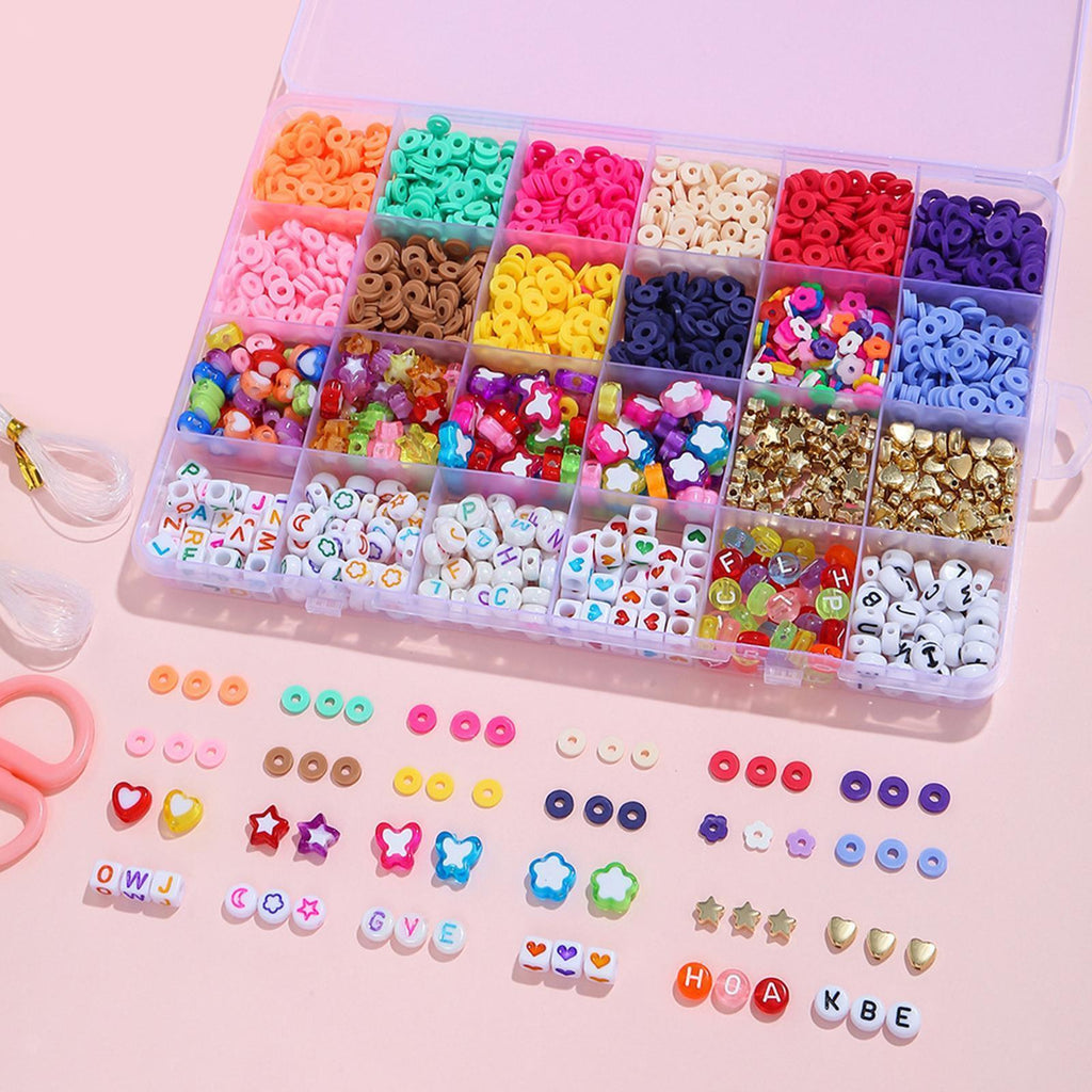 12 Colors 4000pcs DIY Ceramic Loose Bead Set 6mm Flat Round Polymer Clay Beads Jewelry Making Kit TheliCraft