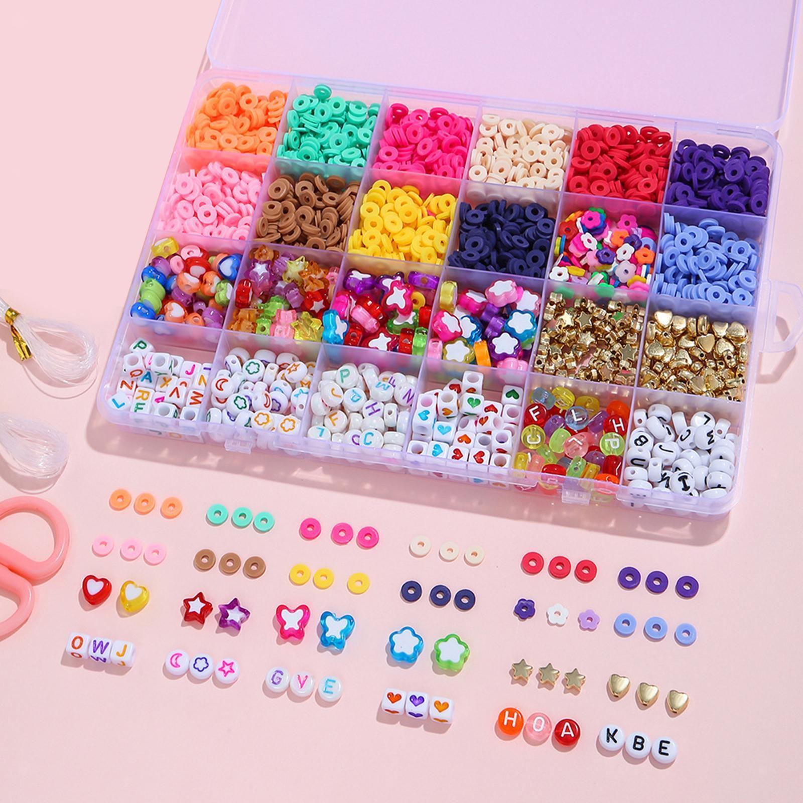 12 Colors 4000pcs DIY Ceramic Loose Bead Set 6mm Flat Round Polymer Clay Beads Jewelry Making Kit TheliCraft