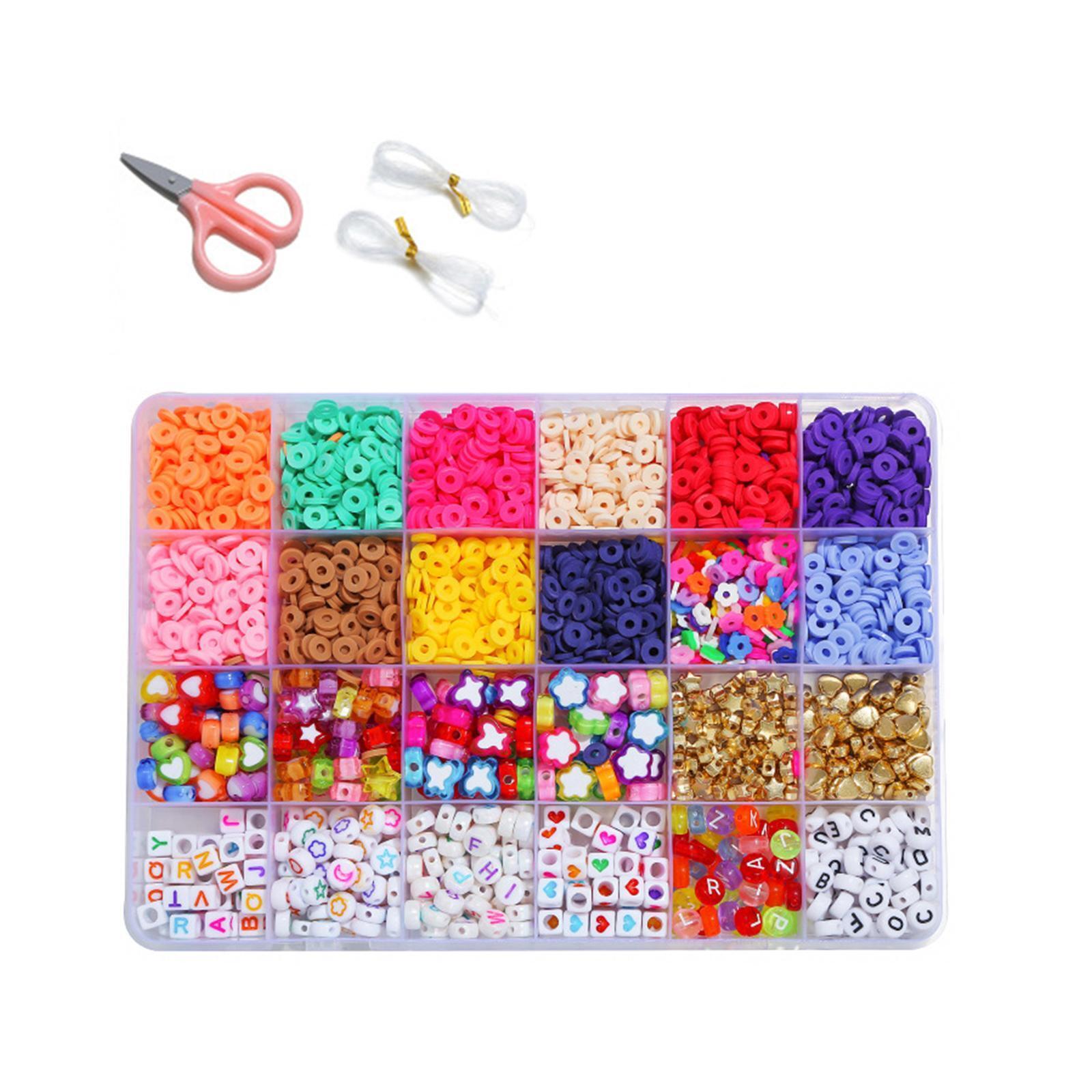12 Colors 4000pcs DIY Ceramic Loose Bead Set 6mm Flat Round Polymer Clay Beads Jewelry Making Kit TheliCraft