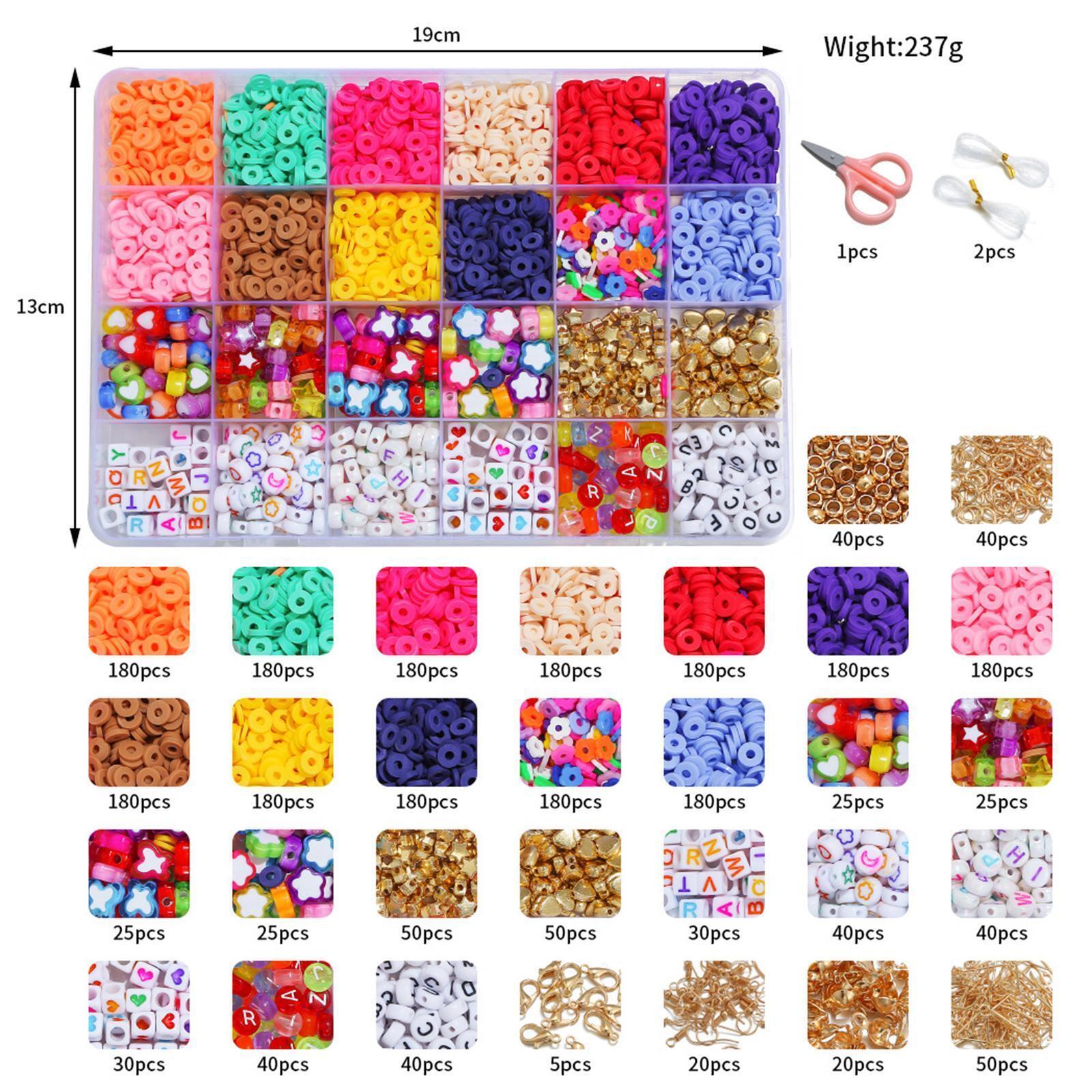 12 Colors 4000pcs DIY Ceramic Loose Bead Set 6mm Flat Round Polymer Clay Beads Jewelry Making Kit TheliCraft