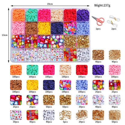 12 Colors 4000pcs DIY Ceramic Loose Bead Set 6mm Flat Round Polymer Clay Beads Jewelry Making Kit TheliCraft