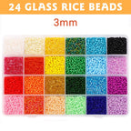 12000Pcs 3mm Glass Seed Beads 24 Colors Loose Beads Kit Bracelet Beads DIY TheliCraft