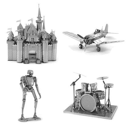 3D Metal Assembly Model World Building Handmade DIY Puzzle Adult Kids Toy Style Gift Fighter Castle Drum Metal Puzzle TheliCraft