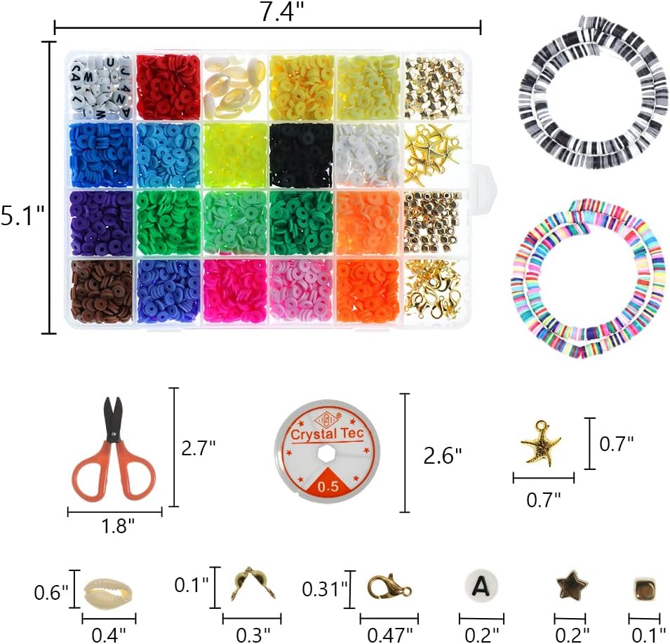 18 Colors 6mm Flat Round Disc Beads 3900pcs Polymer Soft Clay Beads For DIY Jewelry Making TheliCraft