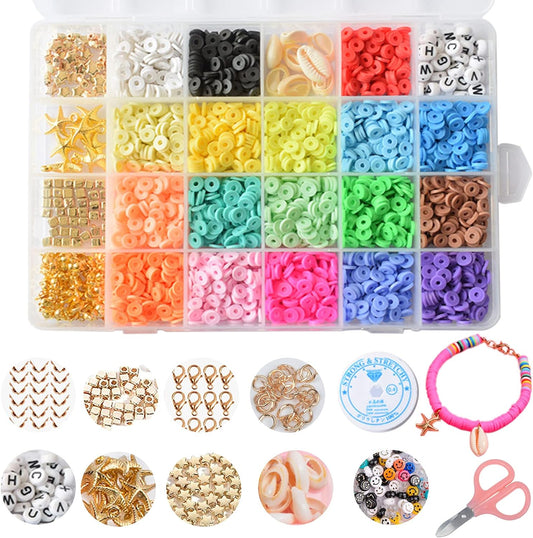 18 Colors 6mm Flat Round Disc Beads 3900pcs Polymer Soft Clay Beads For DIY Jewelry Making TheliCraft