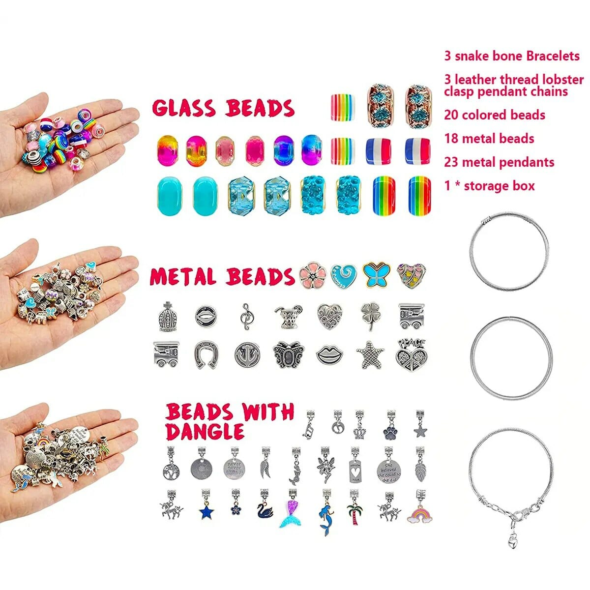 68Pcs Bead Bracelet Making Kit, DIY Beads with cartoon charm, Craft Jewelry Accessories, Unicorn Charm Jewelry making kit TheliCraft