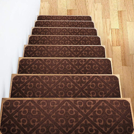 COMFEYA 8 Pack Carpet Stair Treads Non-Slip Stair Carpet Rugs