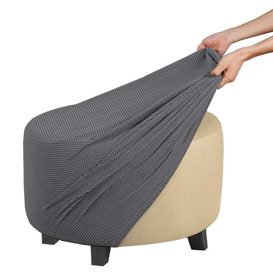 COMFEYA Round Ottoman Cover - Stretch Ottoman Slipcover Furniture Protector for Round Ottomans