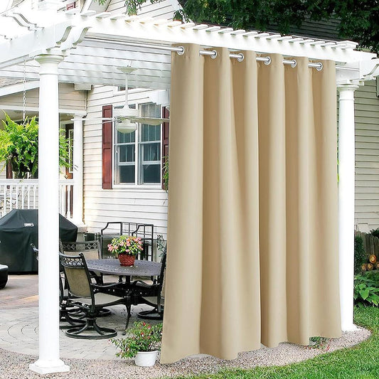 COMFEYA Patio Curtains Outdoor - Waterproof Heat UV Shade Privacy Blackout Curtains