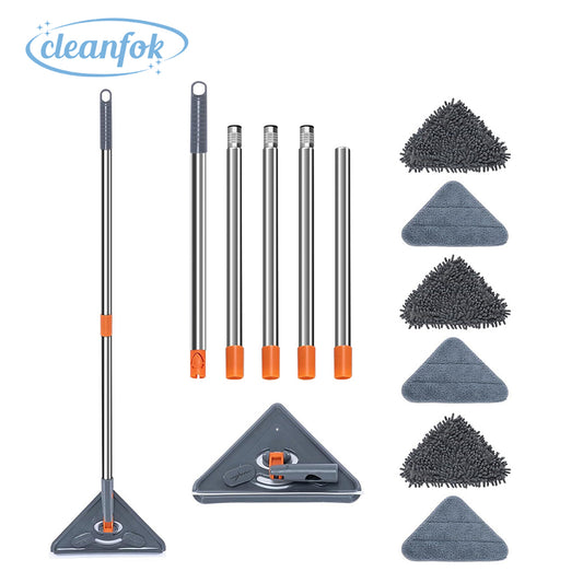 CLEANFOK Triangular Window Wall Cleaner Mop - High Reach Cleaning Made Easy