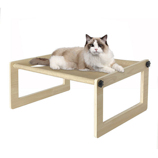 PETSWOL Breathable Cat Bed Wooden Cat Hammock