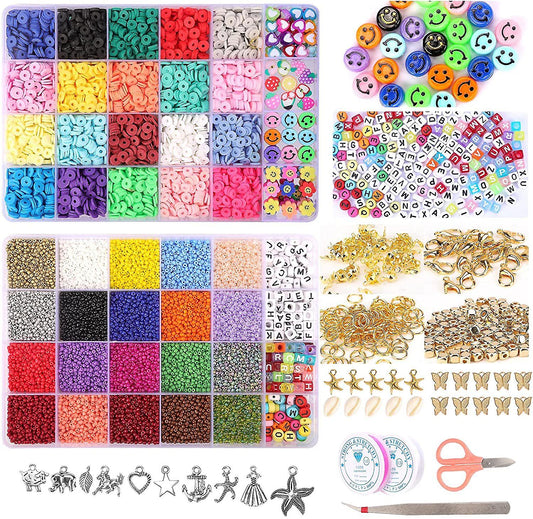 25000 Pcs 24 Girds DIY Acrylic Bead A-Z Letter Beads and Polymer Soft Clay Kit For Bracelet Making TheliCraft