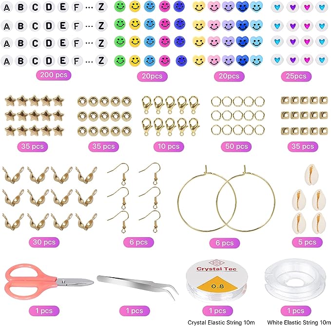28 Colors 6380pcs 6mm Flat Round Heishi Polymer Clay Jewelry Making Kit Bead Smiley Face Beads Set TheliCraft