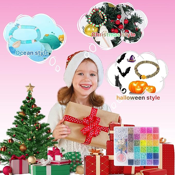 28 Colors 6380pcs 6mm Flat Round Heishi Polymer Clay Jewelry Making Kit Bead Smiley Face Beads Set TheliCraft